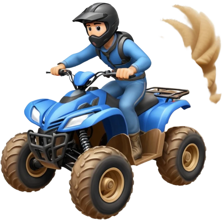 man riding an ATV, dynamic action pose, off-road vehicle, dust trail, 3D cartoon, mobile game icon style, clean background, no text, no watermark

 emoji