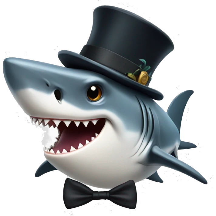 Shark with tophat emoji