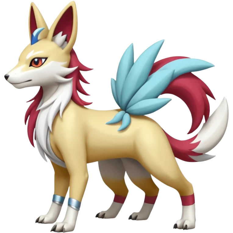 WereGarurumon-Suicune-Linoone-Meloetta-Renamon-Zangoose-fusion-hybrid-creature (full body) emoji