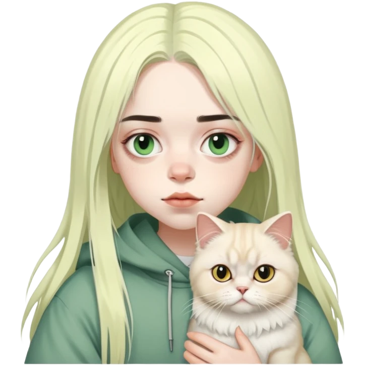 Billie eilish with Persian cat emoji