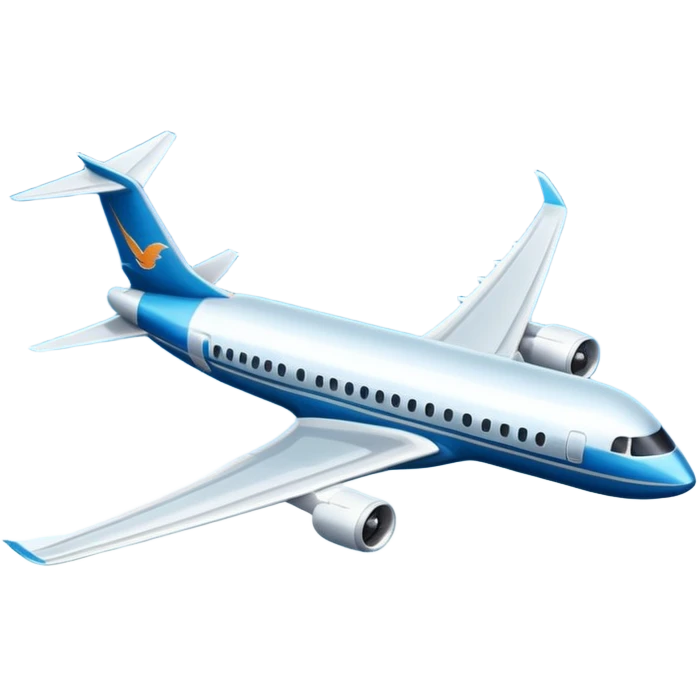 A wide-body aircraft with tall tail fins and glowing cabin windows cruising at high altitude.
 emoji