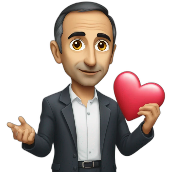 Eric zemmour holding a big heart emoji
