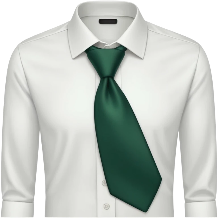 men's dark green tie on white shirt, minimalism, no emojis or faces, iOS emoji style emoji