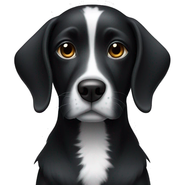 Black dog with white stripe on head  emoji