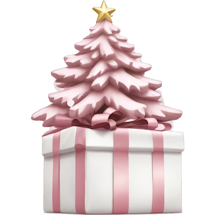 Light pink Christmas gifts under a white Christmas tree  emoji