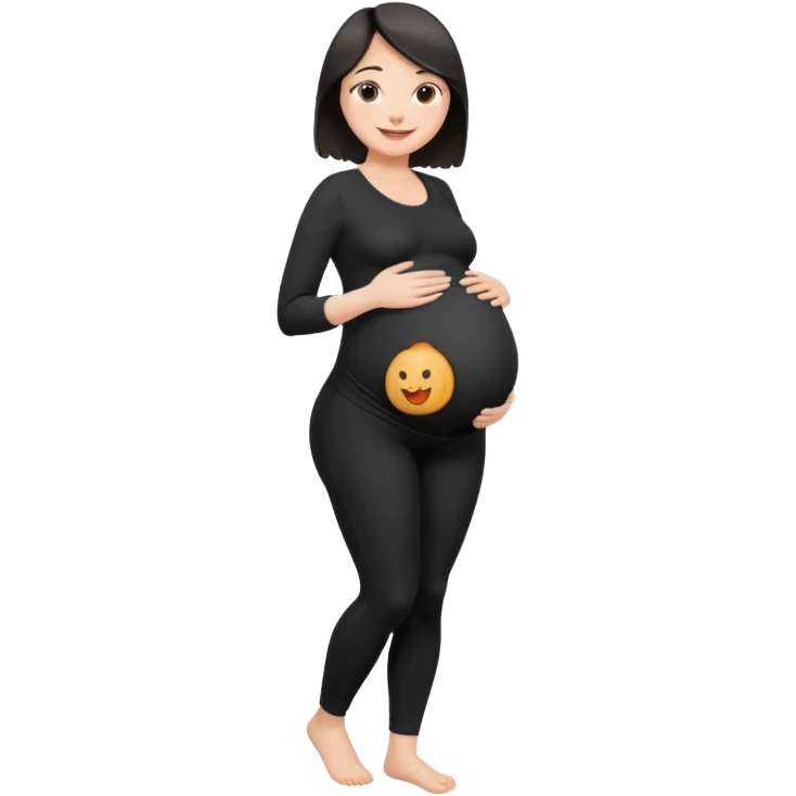 femme belly stuffing enceinte legging noir  emoji