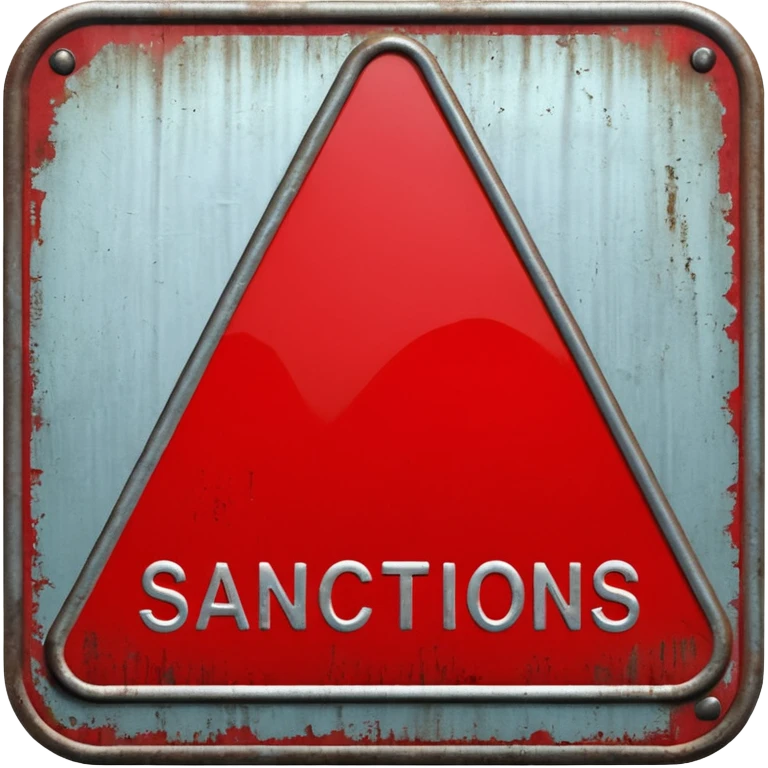 
red road sign with the inscription sanctions emoji