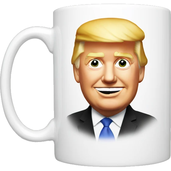 White mug with Donald Trump Face on it  emoji