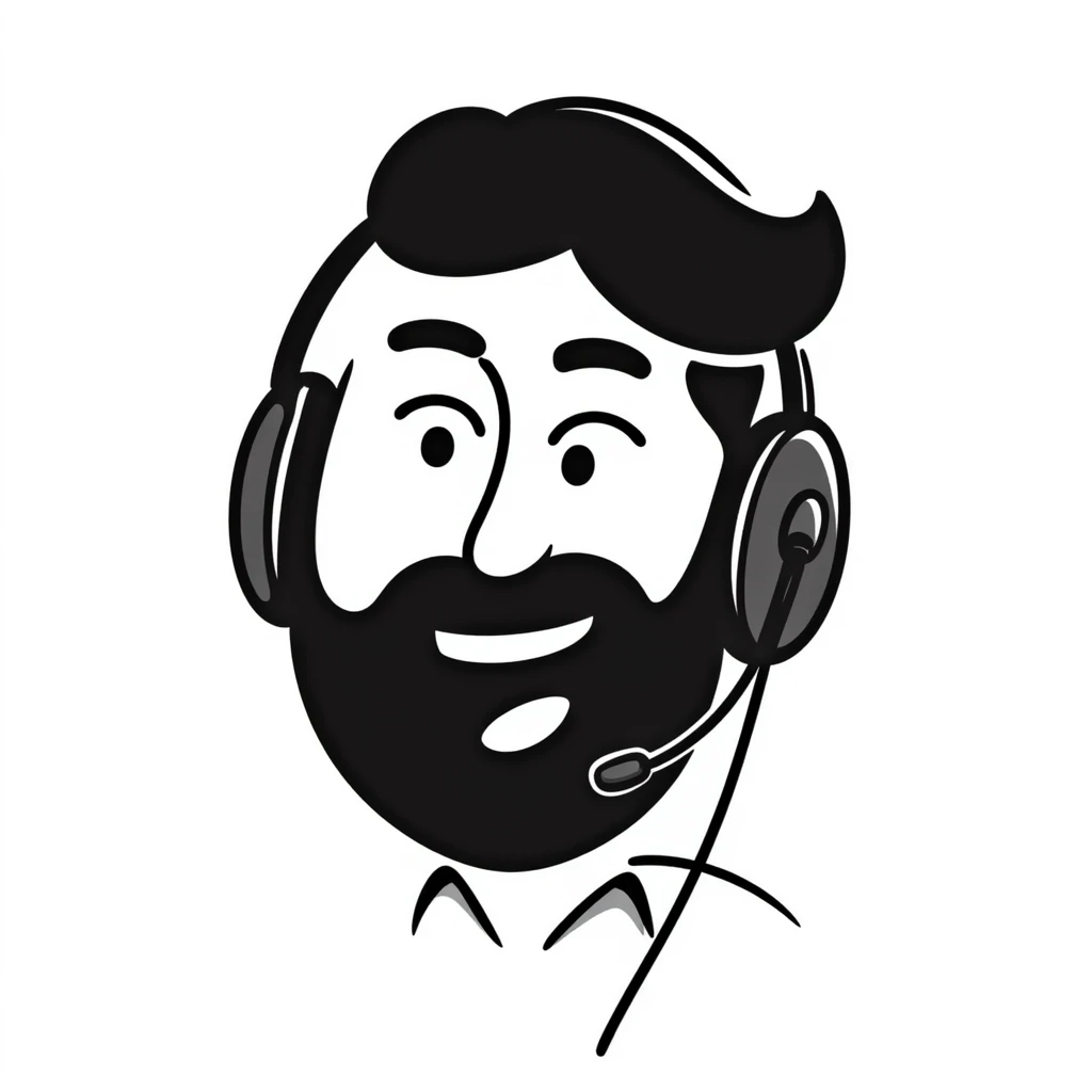 laughing man with black hair, brown eyes, black beard wearing gaming headset emoji