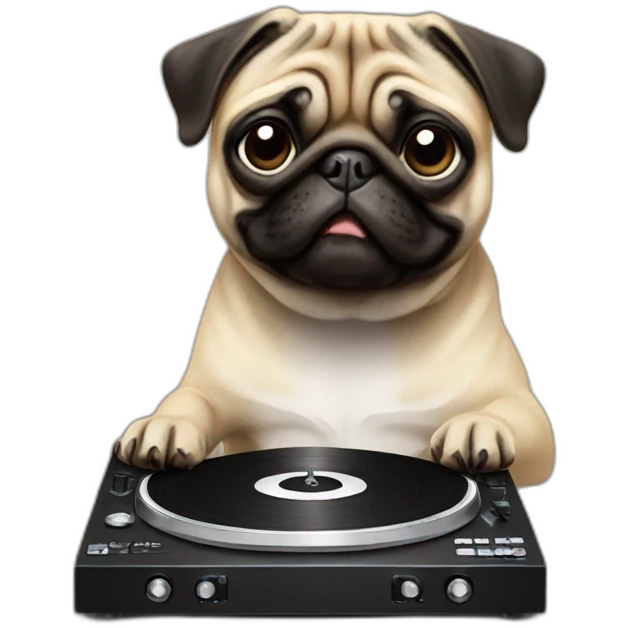 Dog pug djing on turntables emoji