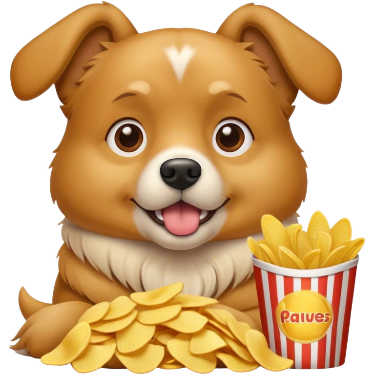 Dog eating chips while watching a movie emoji