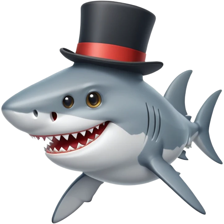 Shark with a top hat emoji