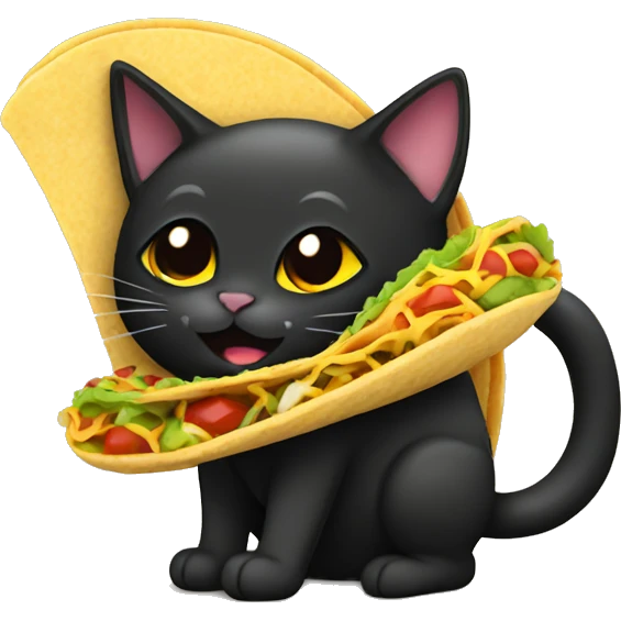 Black cat holding a taco emoji