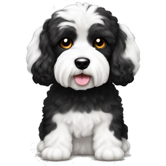 White face dog with black ears, Malti poo breed emoji