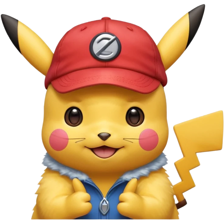pikachu wearing Ash Ketchum's hat emoji