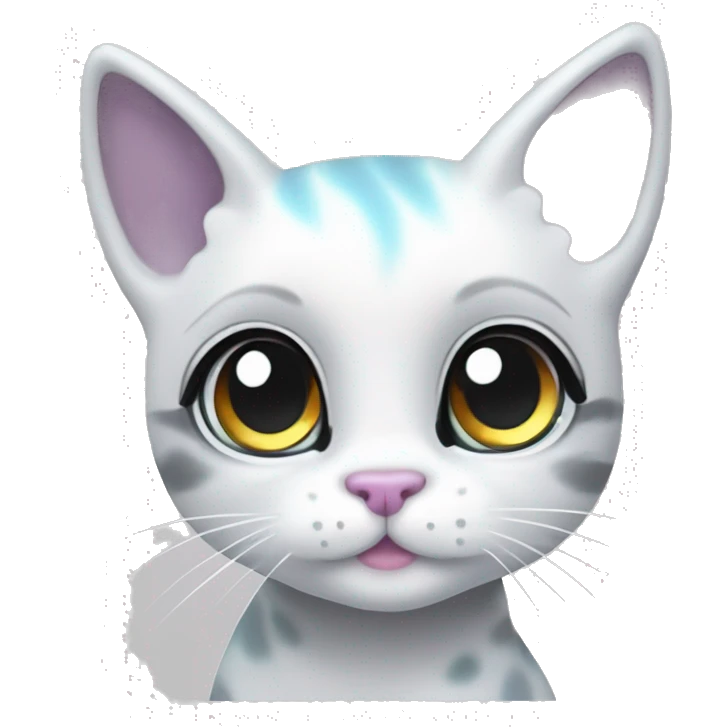 ethereal cute white and grey cat littlest pet shop lisa frank style emoji