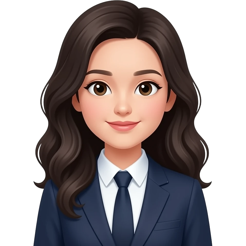 black wavey hair asian office girl not barbie style emoji