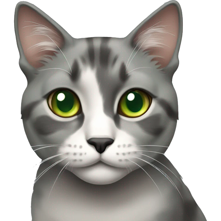 Grey calico cat green eyes emoji
