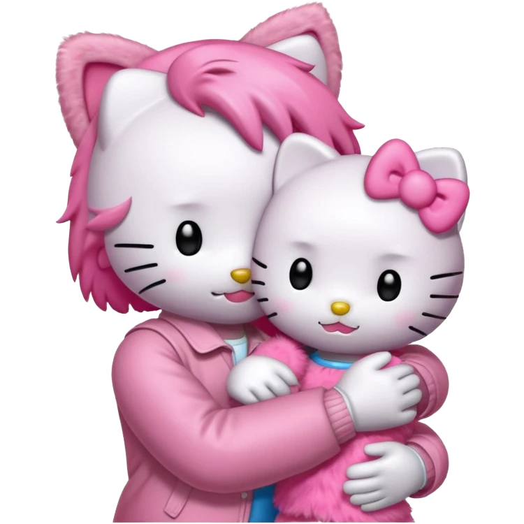Hello kitty with danel her boyfriend hugging  emoji