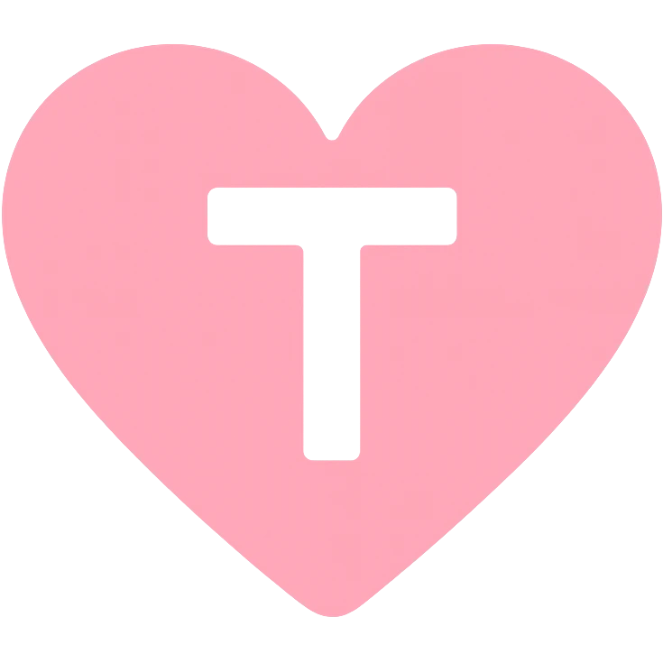 pink heart with a bold letter T in the center emoji