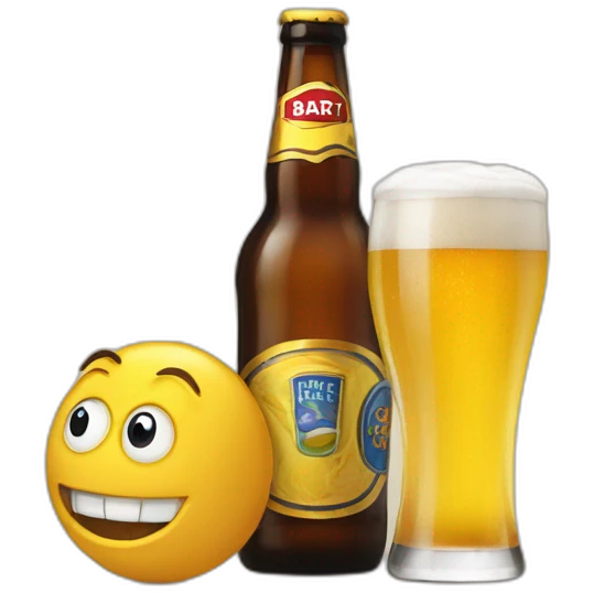Chat qui boit de la bière à un bart emoji