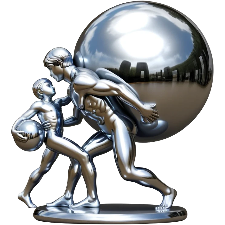 sorayama Sisyphus carrying big sphere on his back sculpture emoji