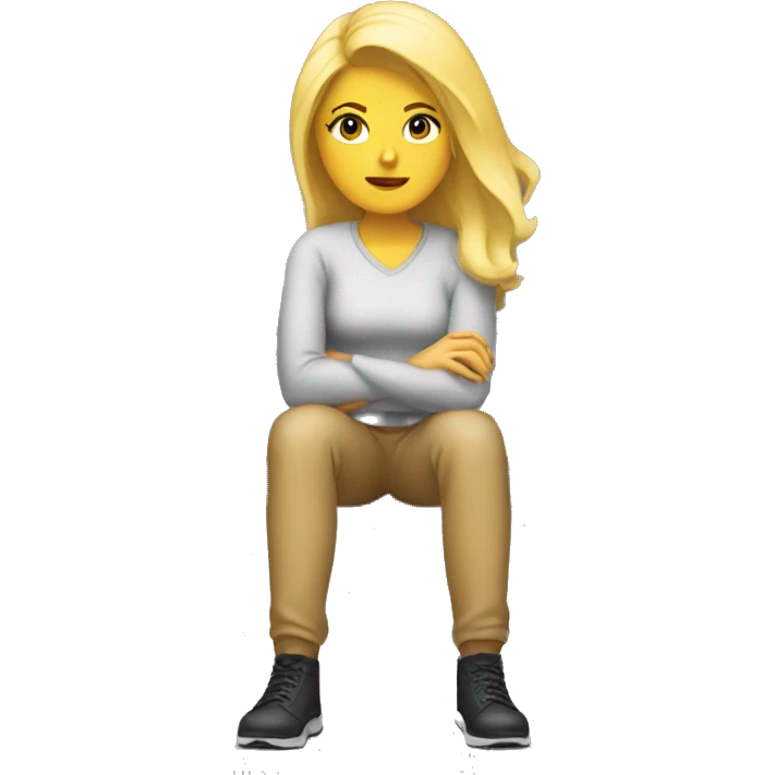 Blond woman waiting on a bench emoji