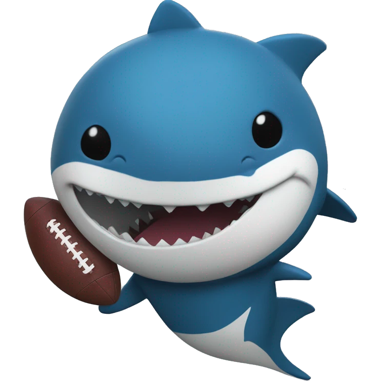 The symbol of the football team in a blue shark costume holds a ball emoji