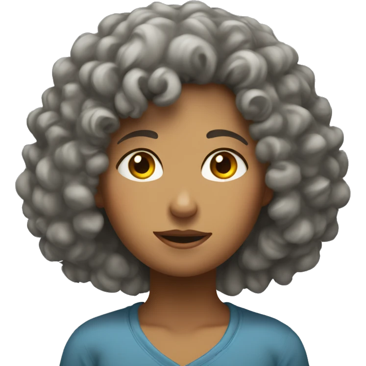 A sleepy curly in class girl wearing a pan on the head emoji