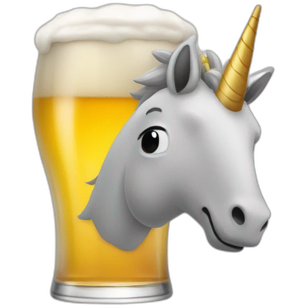 Une licorne qui boit une bière emoji