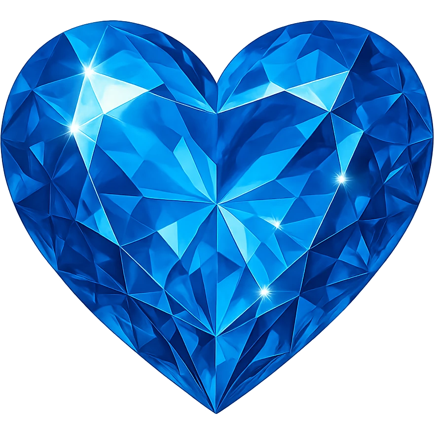 heart with a sparkling sapphire gem effect, no background emoji