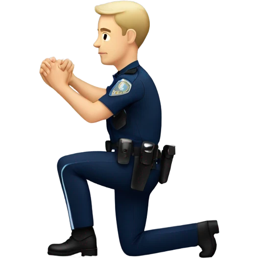 Caucasian Police officer takes a knee emoji