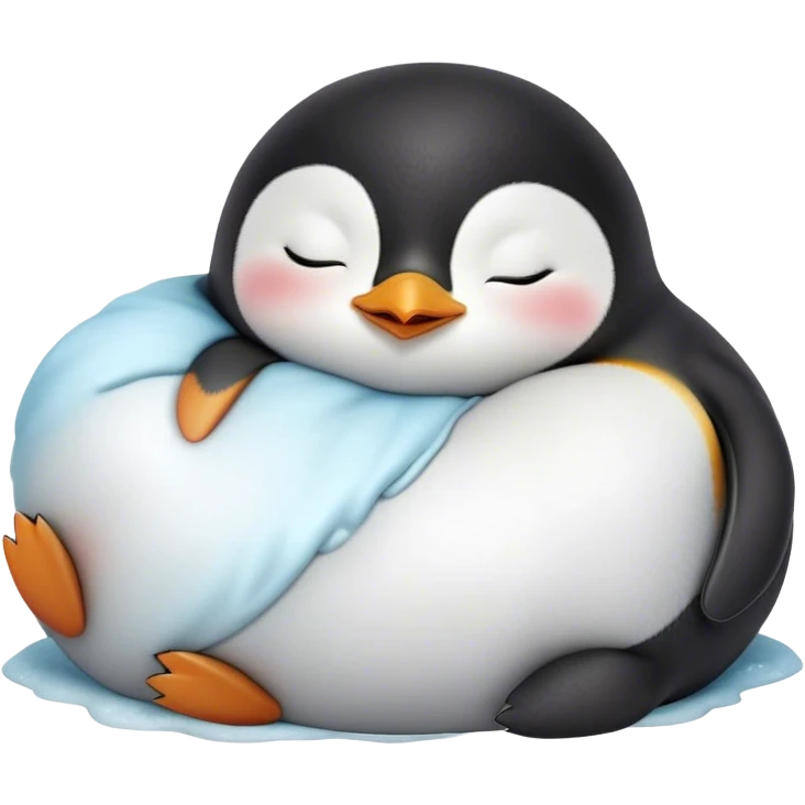Meme-Worthy cute Sleeping Baby Penguin Portrait Emoji, Head resting peacefully with a contented smile, showcasing luxuriously soft down and a serene, slumbering gaze, Simplified yet hilariously adorable features, highly detailed, glowing with a soft, drowsy polar light, high shine, relaxed and utterly lovable, stylized with an air of playful laziness, bright and heartwarming, soft glowing outline, capturing the essence of a sleeping baby penguin that feels destined to become the next viral icon of adorable rest! emoji