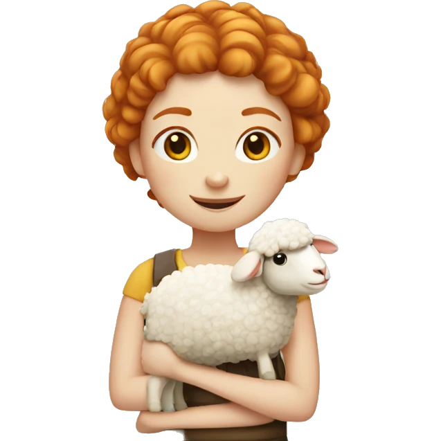 Ginger girl with a sheep  emoji