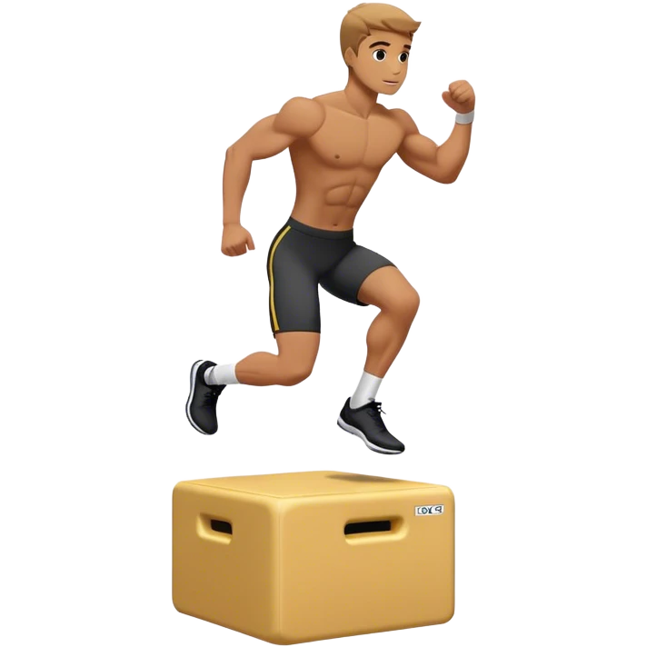 man jump onto plyo-box side-view emoji