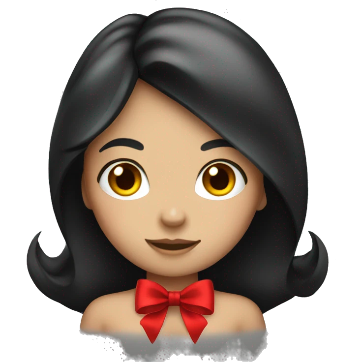 Red bow on black long hair girl emoji