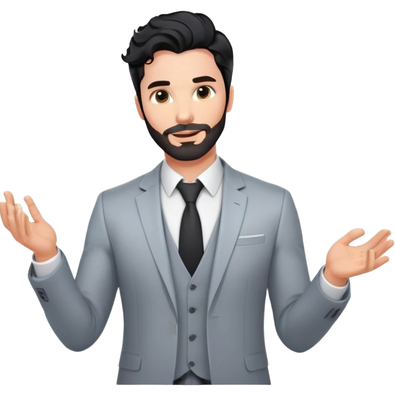 Professional 35-year-old man with black wavy hair, stubble, strong jawline, white skin tone, wearing smart casual business attire, interacting with holographic digital display, surrounded by tech elements, innovative business strategist emoji