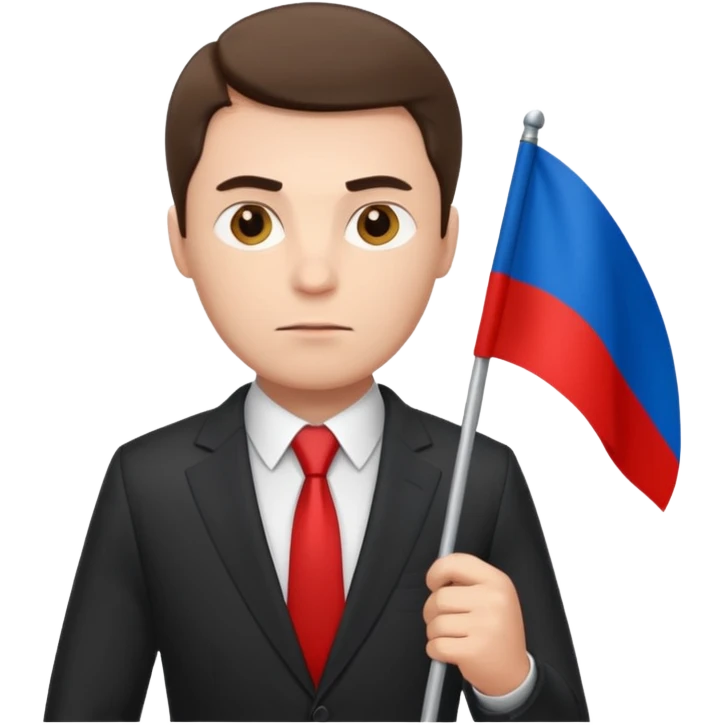 a male politician in a business suit with a Russian flag emoji