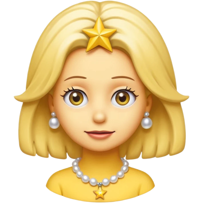 3D emoji head-only, smooth plastic, soft studio light, big round eyes, bold outline, centered, transparent bg,
Lisa Simpson, yellow skin, eight-point star hair, white pearl necklace emoji