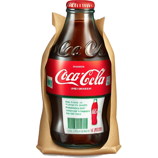 miniature Coca-Cola bottle inside a sandwich bag  emoji
