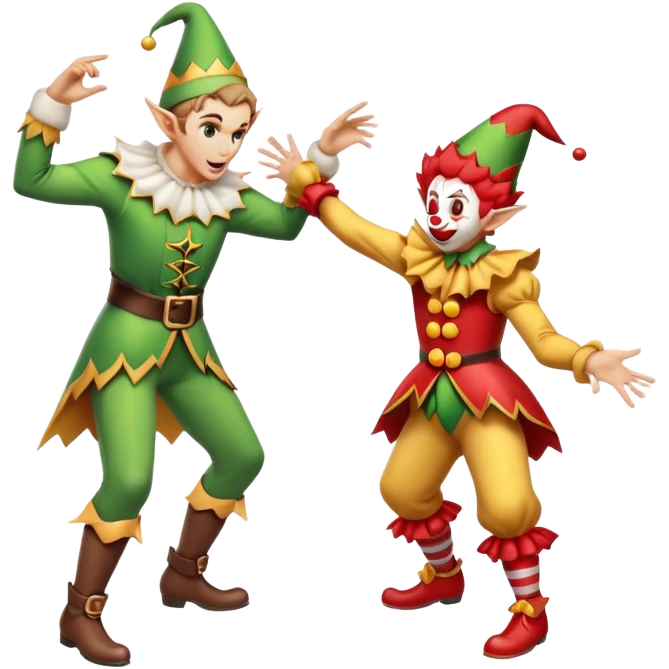 Elf and clown fighting emoji