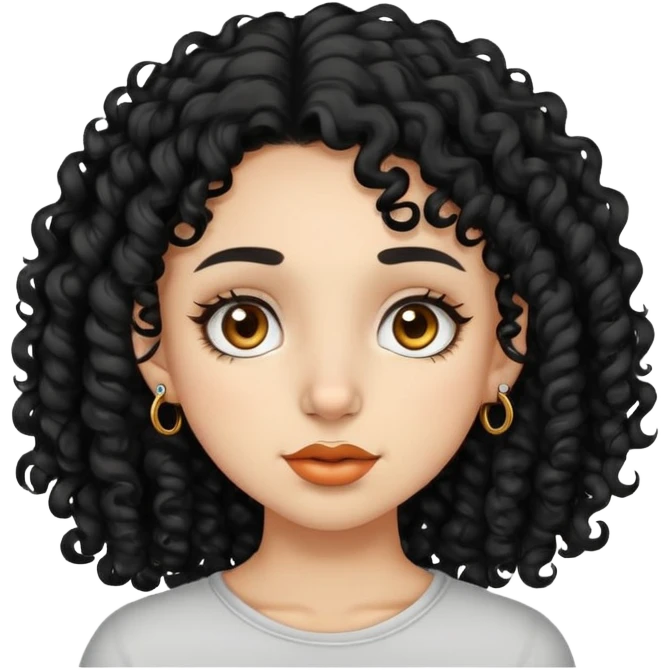 LightSkin girl with black curly hair nose ring on left nose  emoji