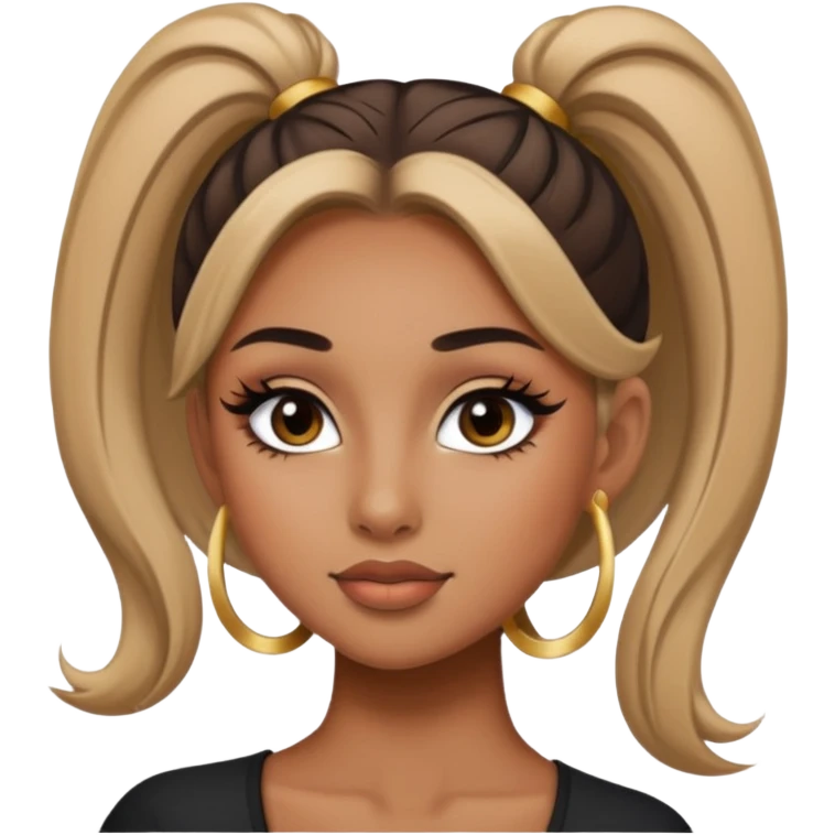 A girl with a tan skin tone with makeup and eyeliner with a high ponytail emoji