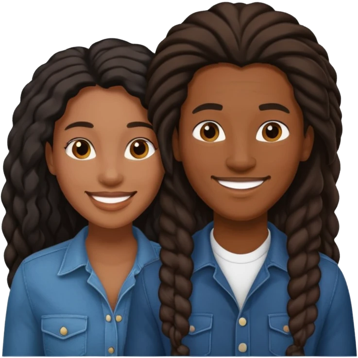 Black lesbian couple with one masculine and one feminine with long hair  emoji
