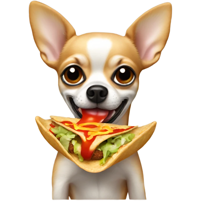 Chihuahua eating a taco with hot sauce emoji
