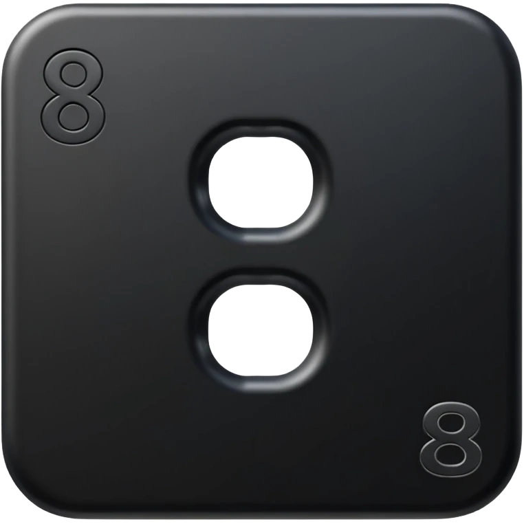 Minimal emoji, number 8 made of solid matte black metal, thick symmetrical form, subtle metal texture, deep shadows, no glow, no neon, flat emoji design, centered, transparent background emoji