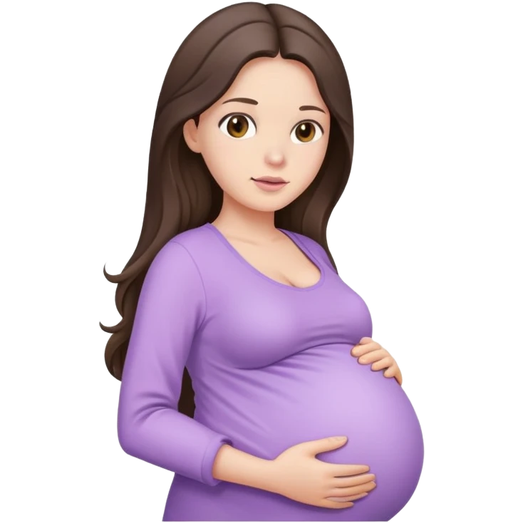 Brunette long hair lady pregnant with light purple clothes emoji