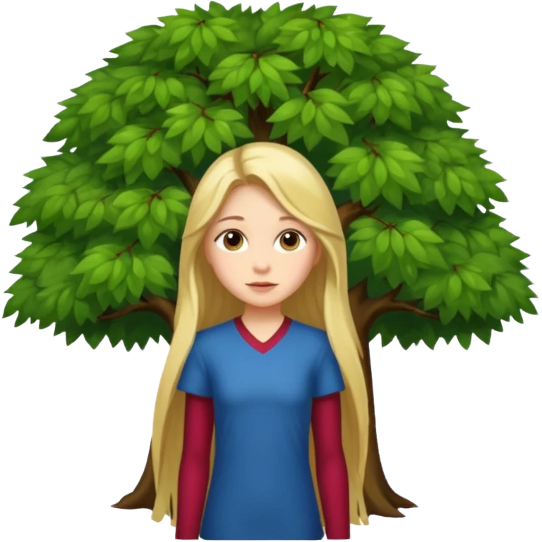 put a standing girl under the tree emoji