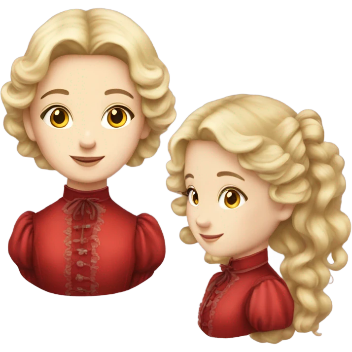 Victorian era girl blond and long hair red dress emoji
