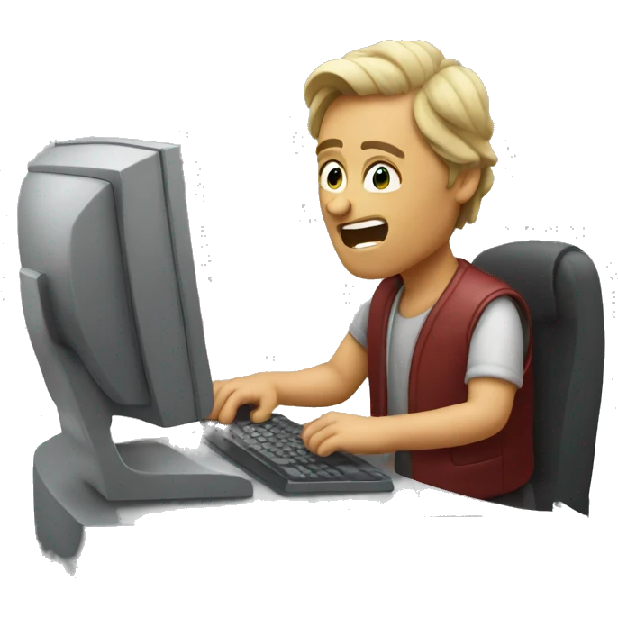 using computer, saying no emoji